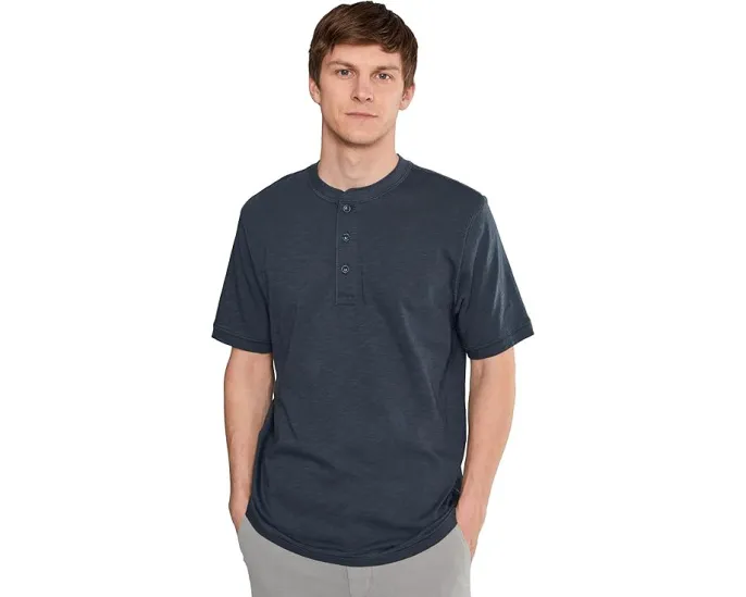 Футболка поло Faherty Short Sleeve Sunwashed Henley с вырезом и планкой