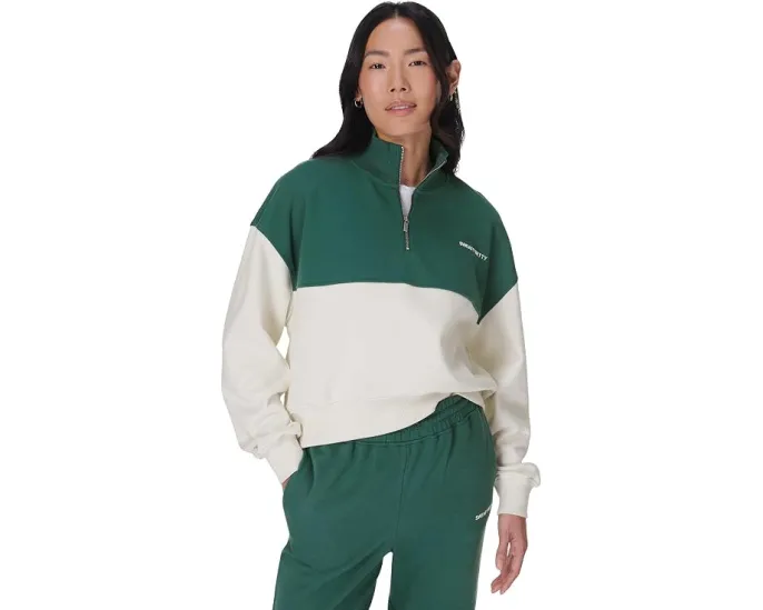 Sweaty Betty Полузипованный кроп-свитшот Revive из хлопка
