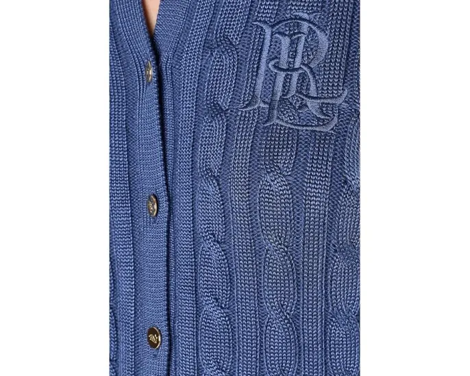 Кардиган Lauren Ralph Lauren с косами из хлопка с вискозой кремовый