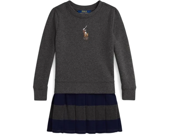 Платье-толстовка для девочки Polo Ralph Lauren Kids из флиса с принтом Big Pony