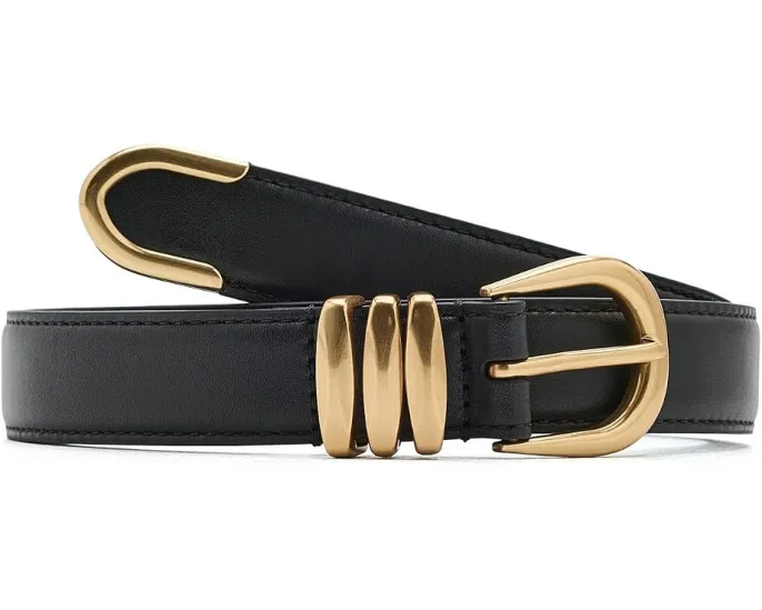 Ремень Lauren Ralph Lauren Metal-Keeper Leather Skinny Belt из черной кожи