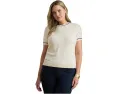 Свитер Lauren Ralph Lauren Plus Size с коротким рукавом и двухцветным дизайном