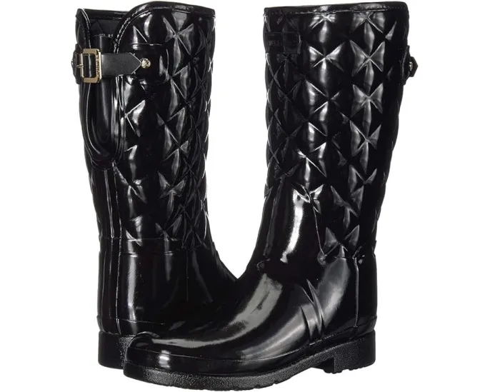 Резиновые сапоги Hunter Refined Gloss Quilt Short с глянцевым покрытием и стежкой