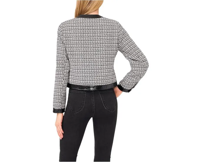 Жакет CeCe с длинными рукавами и накладными карманами из твида