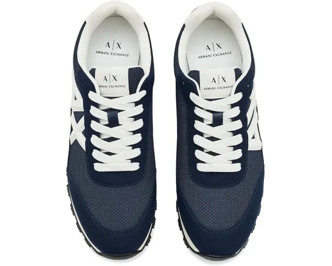 Кроссовки Armani Exchange Drop Sneakers из микрозама и сетки на легкой подошве