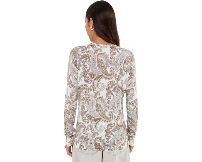 Свитер Lauren Ralph Lauren Petite Paisley Cotton-Modal с узором пейсли