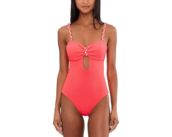 Цельный купальник BECCA Modern Edge с бандо и рельефной резинкой