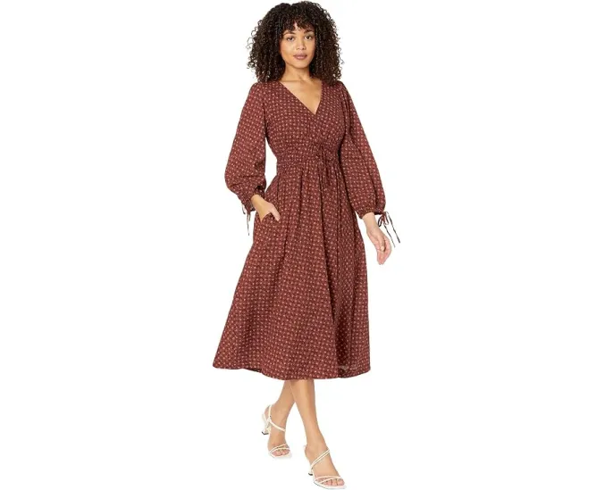 Madewell платье миди Arianne с принтом и длинным рукавом