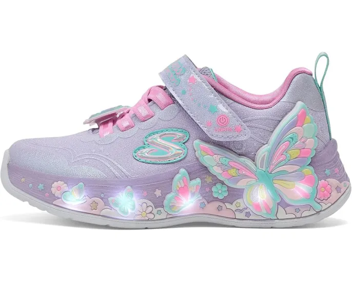Детские кроссовки SKECHERS KIDS Butterfly Bliss со светящейся подошвой и стразами