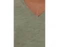 Топ Lilla P Short Sleeve Back Seam с V-образным вырезом и коротким рукавом