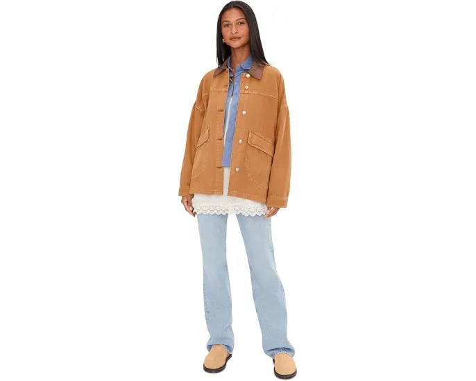 Джинсовая куртка We The Free Lemon от Free People oversize с контрастным воротником