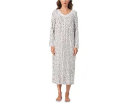Длинная ночная сорочка Eileen West с длинными рукавами из трикотажа с V-образным вырезом