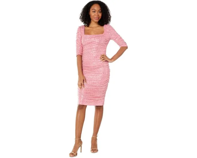 Коктейльное платье Badgley Mischka с квадратным вырезом и пайетками