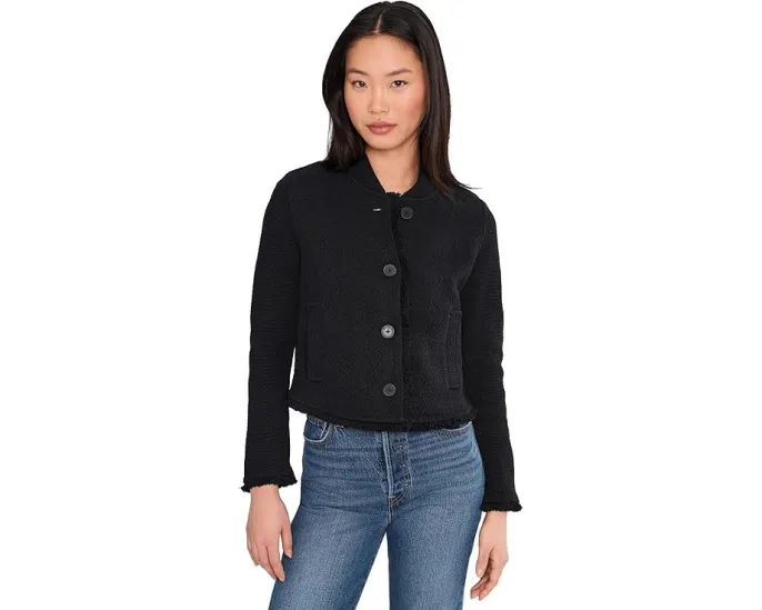 Куртка-бомбер NIC+ZOE Petite из смесового трикотажа с отделкой бахромой