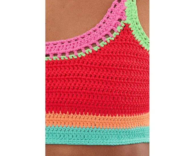 Кроп-топ Milana с цветными блоками и воротником лодочкой из смесового нейлона