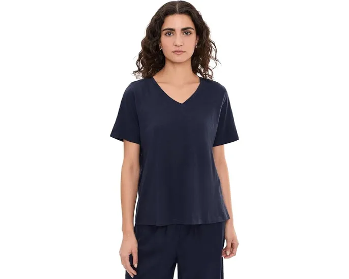 Футболка Eileen Fisher с V-образным вырезом из органического хлопкового джерси