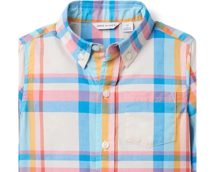 Рубашка Janie and Jack Madras Plaid на пуговицах для малышей и детей