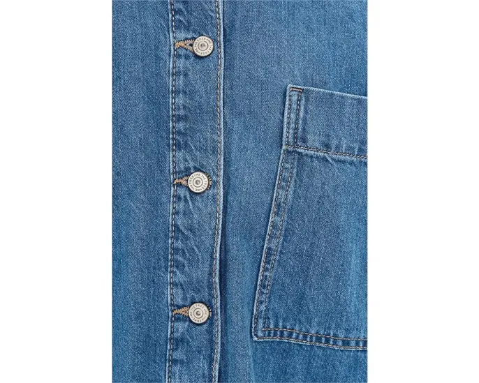 Free People Джинсовая рубашка Ashley We The Free с рукавами баллон