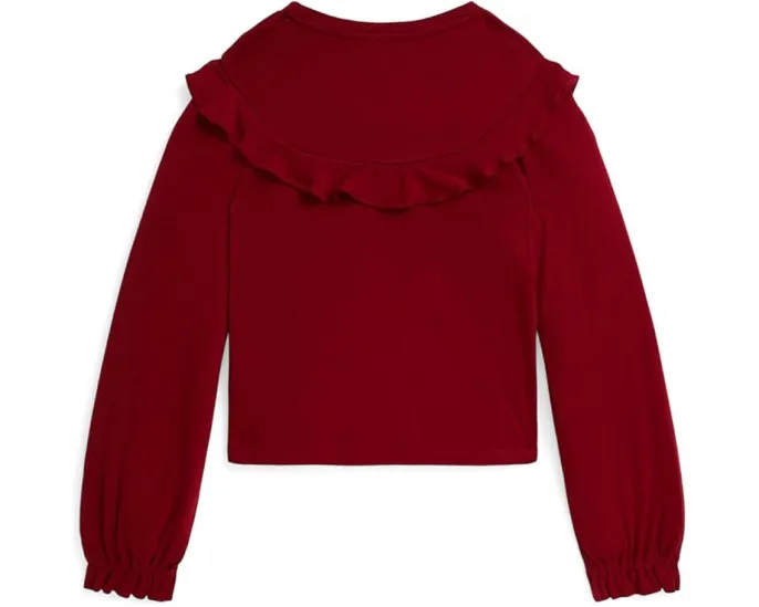 Топ Polo Ralph Lauren Kids с рюшами из хлопка и модала для детей старшего возраста