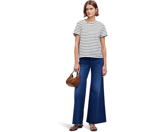 Футболка Madewell Cotton Perfect Crewneck Tee в полоску из мягкого хлопка