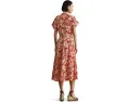 Платье Lauren Ralph Lauren с цветочным принтом и поясом из крепа