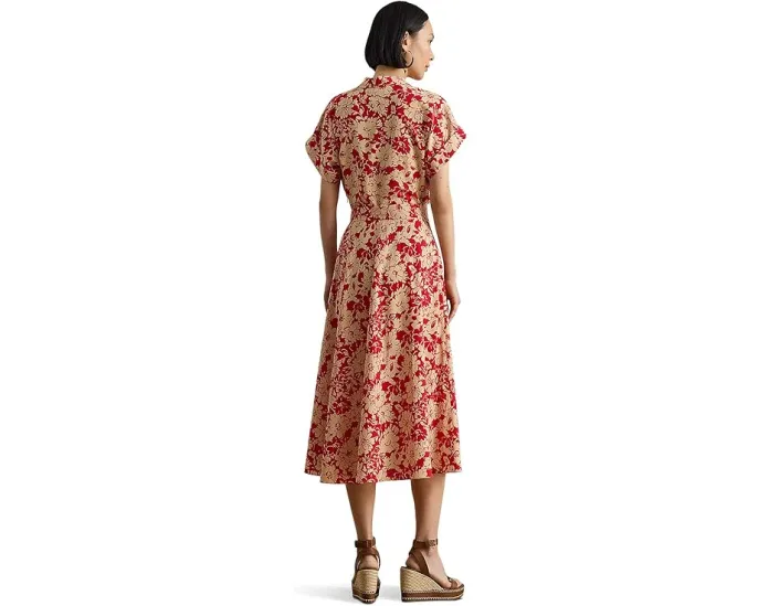 Платье Lauren Ralph Lauren с цветочным принтом и поясом из крепа
