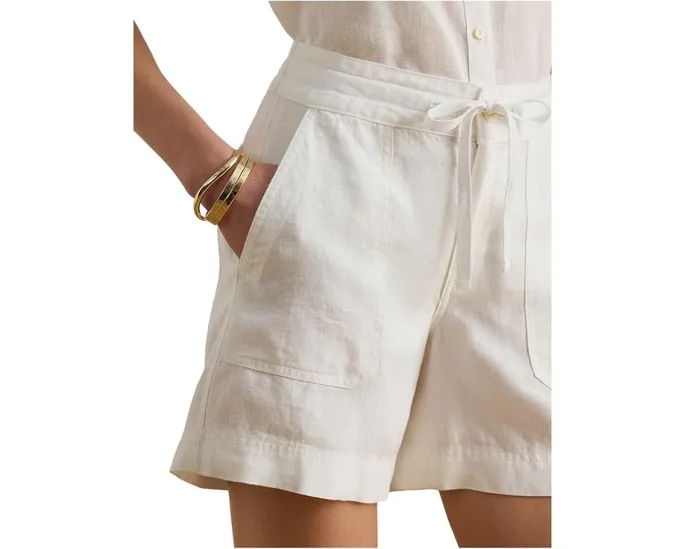 Шорты Linen Wide-Leg Drawcord из льна с широкими штанинами Lauren Ralph Lauren