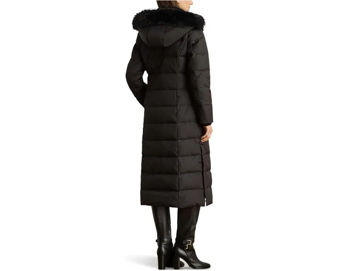 Пуховик maxi длины Ff Trim Puffer 50/50 45 Lauren Ralph Lauren с меховой отделкой