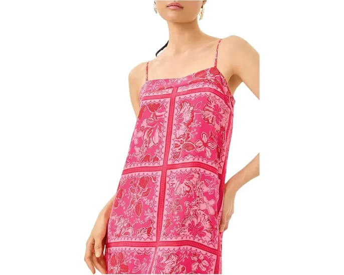 Платье Lilly Pulitzer Jesslyn Silk Maxi Slip с квадратным вырезом и регулируемыми бретелями