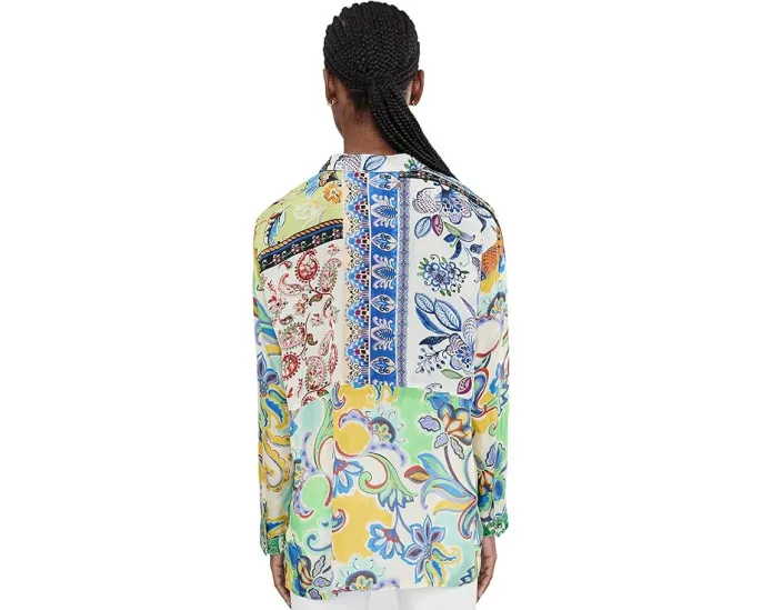 Туника Audrey Patchwork Johnny Was с воротником и длинным рукавом