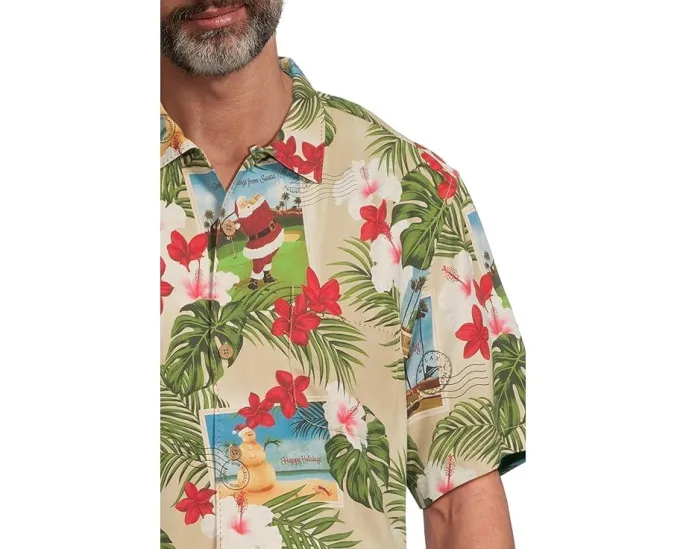 Рубашка Tommy Bahama Santas Day Off из шелка с праздничным принтом