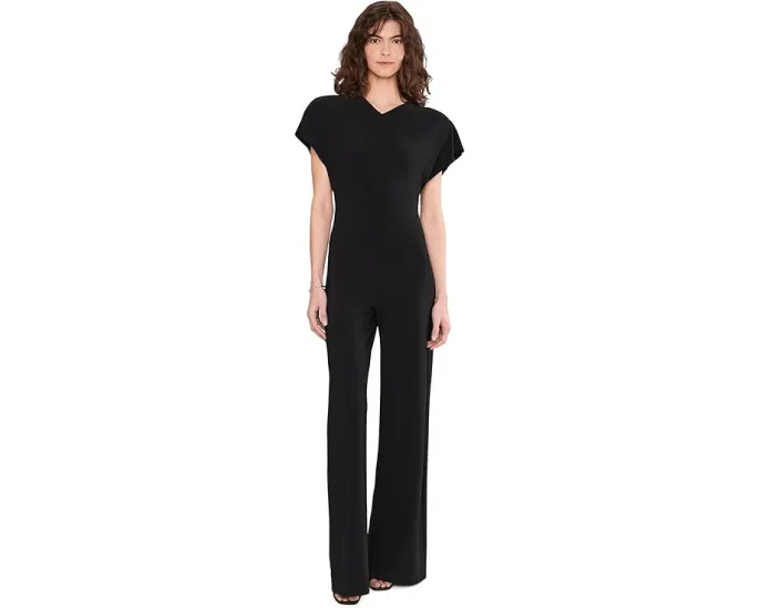 Комбинезон Norma Kamali Cap Sleeve с подплечниками и прямыми штанинами