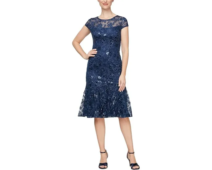 Alex Evenings короткое платье с вышивкой и пышной юбкой