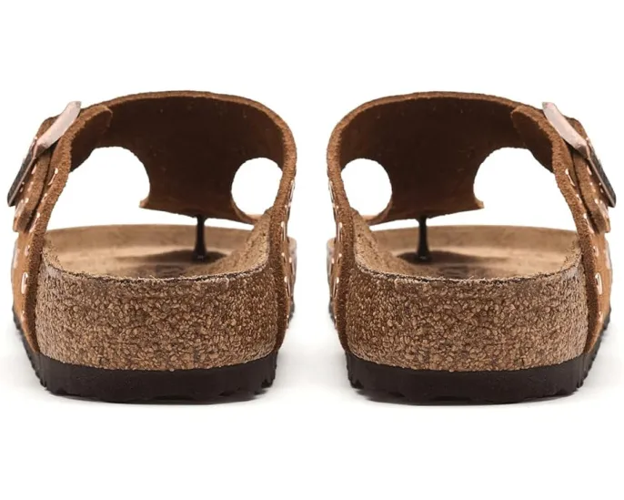 Сандалии Birkenstock Gizeh Rivets из замши с ремешком между пальцами и стелькой из пробки