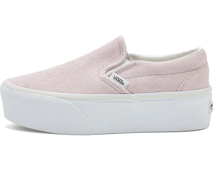 Vans Classic Slip-On Stackform для детей кеды на платформе с замшей и боковыми вставками