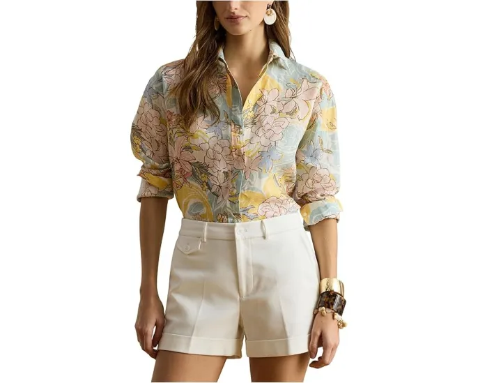 Linen Roll-Tab Sleeve Tunic
