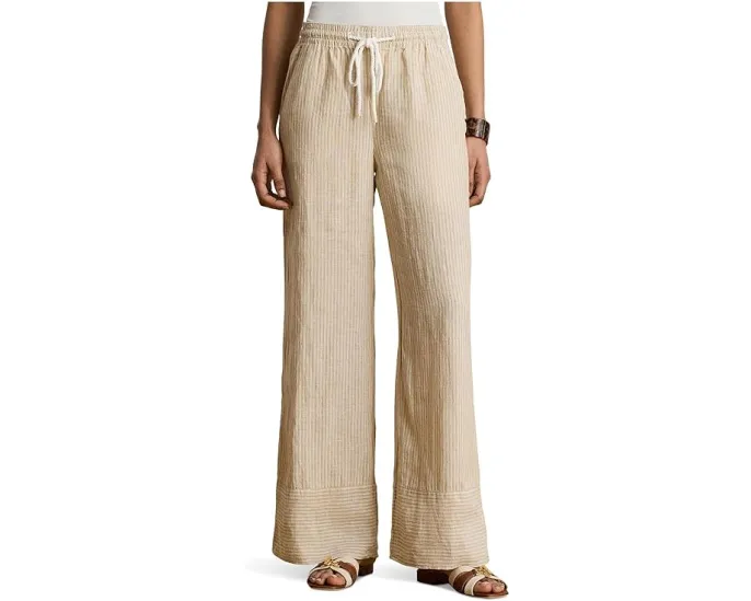 Striped Linen Wide-Leg Pants