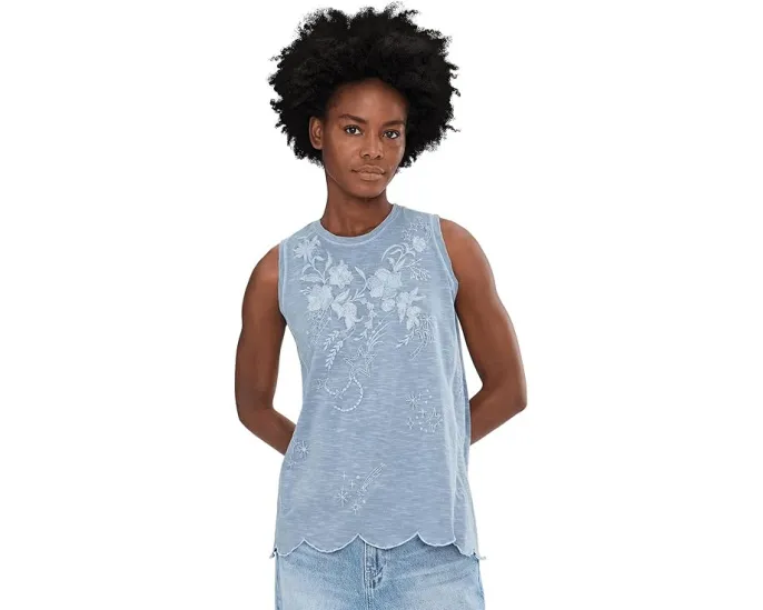 Топ Nell с вышивкой и фигурным подолом от Karyn Seo