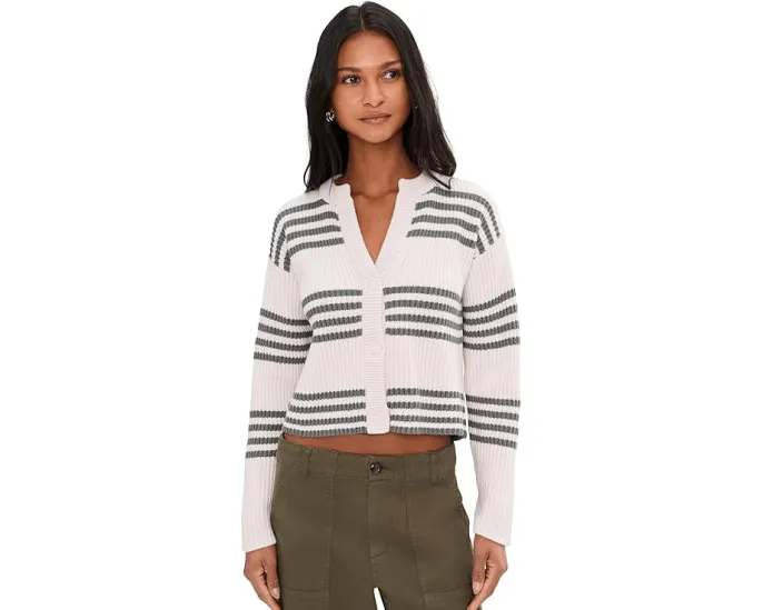 Кардиган Alexandra Stripe Cardigan в полоску с V-образным вырезом