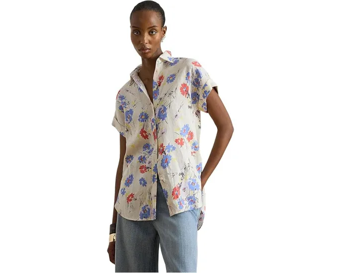 Свободная рубашка с коротким рукавом и цветочным принтом Lauren Ralph Lauren