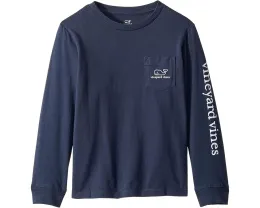 Футболка Vineyard Vines Kids Long Sleeve Vintage Whale с длинным рукавом и принтом