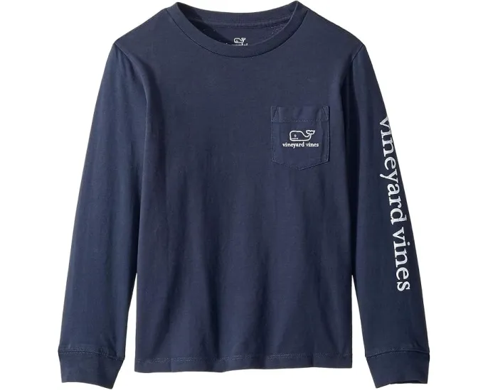 Футболка Vineyard Vines Kids Long Sleeve Vintage Whale с длинным рукавом и принтом