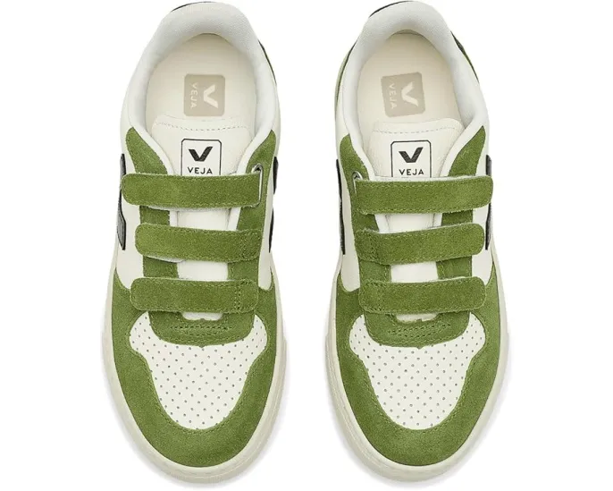 Детские кроссовки VEJA Small V-10 из экологичной кожи с застежками на липучках