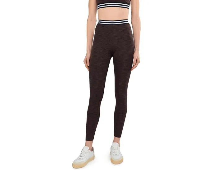 Леггинсы Splits59 Bailey High Waist Active Rib 7/8 с рельефной резинкой и полосатым поясом