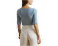 Топ Lauren Ralph Lauren из хлопка с эластаном с лодочкой