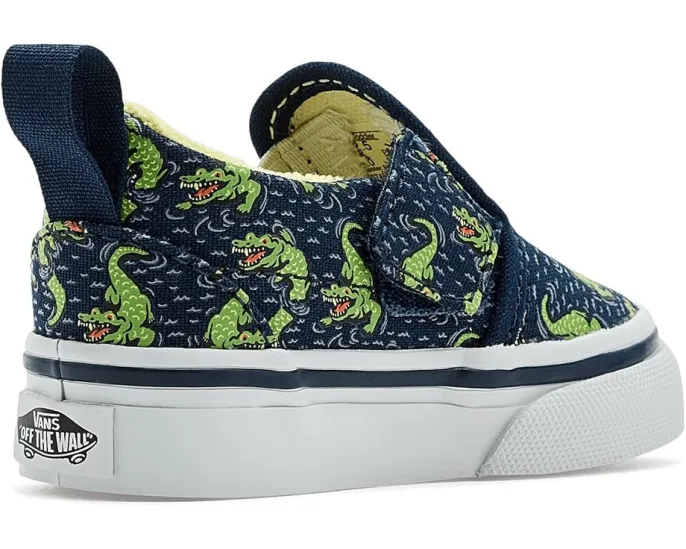 Слипоны Vans Kids Slip On V из холста с боковой липучкой и мягким воротником