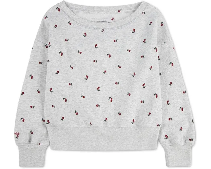 Свитшот с принтом и открытыми плечами для детей