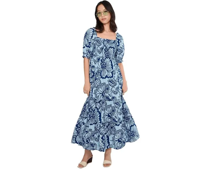 Lilly Pulitzer платье макси с коротким рукавом и присборенным лифом