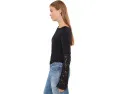 Вязаный топ Amber Lace Cuff с кружевными вставками Free People черного цвета