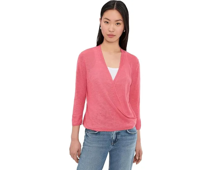 Кардиган NIC+ZOE Slub Knit с V-образным вырезом и рукавом 3/4